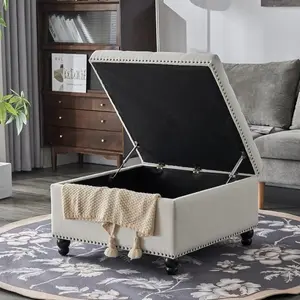 Tufted Square Storage Ottoman Bench & Coffee Table, 30″ x 30″