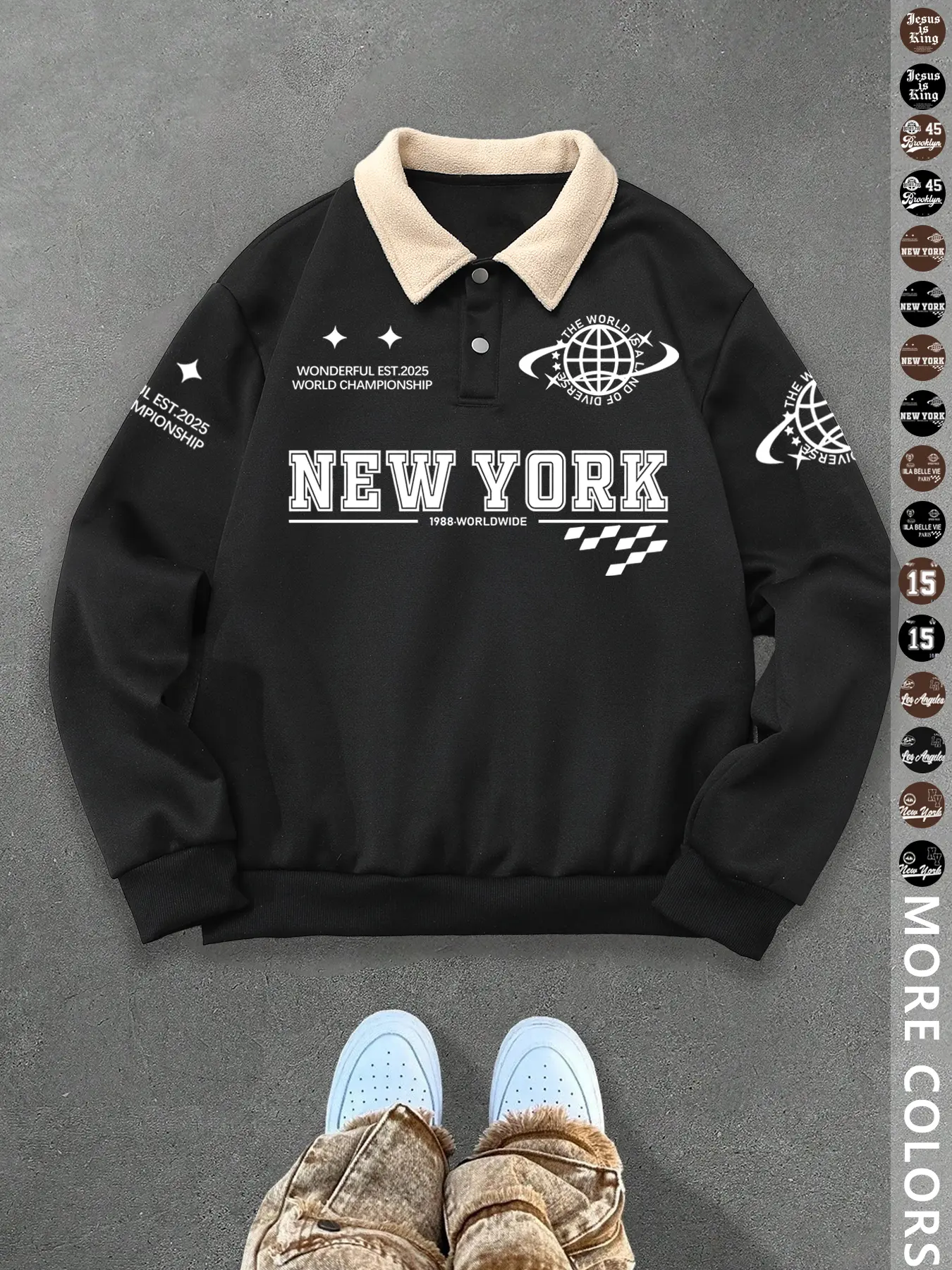 Unisex Y2K Style Classic New York Letter Print Fitted Polo
