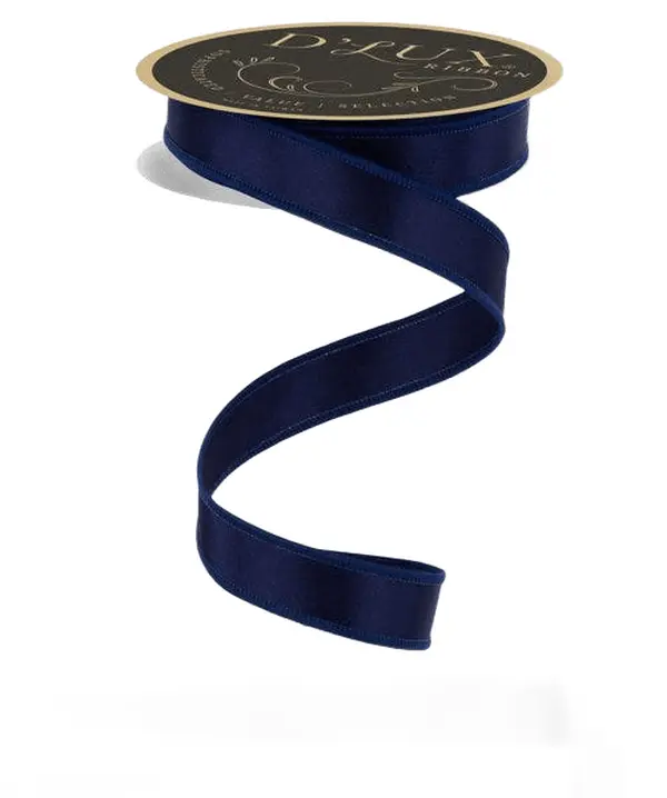7/8" x 10yd D'Lux Satin Fused Ribbon – Navy Blue