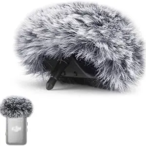 Microphone Windscreen Compatible with DJI Mic 2 Transmitter/OSMO Pocket 3 - Furry Microphone Wind Muff Foam Cover (Not for DJI Mic 1), Gray