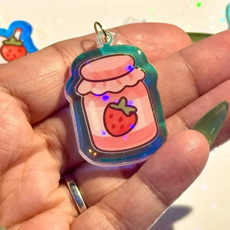 Holographic Strawberry Fruit Kindle Dust Plug Charms | iPhone iPad Charms | USB-C Port Plugs Personalize Your Device - Lightweight Durable Accessory for Readers & Kawaii Fans