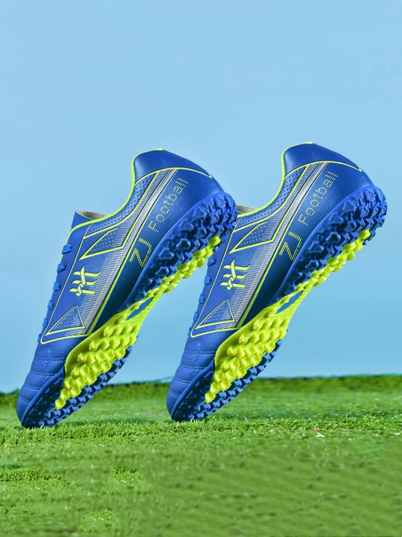 1 Pair Unisex Turf Soccer Cleats | Classic Training Style | 5-Color Block Design + Durable Jiameng Leather Upper + Turf Stud Outsole | School Training / Amateur Matches / Daily Looks, Versatile & Durable Entry-Level Cleats