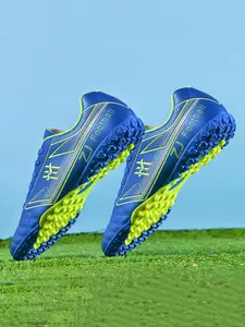 1 Pair Unisex Turf Soccer Cleats | Classic Training Style | 5-Color Block Design + Durable Jiameng Leather Upper + Turf Stud Outsole | School Training / Amateur Matches / Daily Looks, Versatile & Durable Entry-Level Cleats