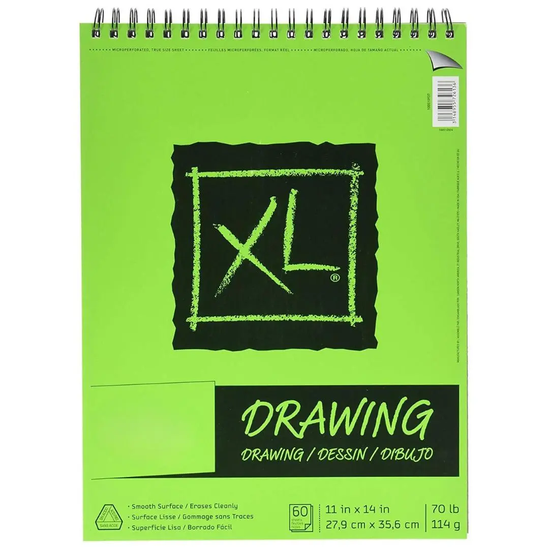 XL Series Drawing Paper, Wirebound Pad, 11x14 inches, 60 Sheets (70lb/114g) - Artist Paper for Adults and Students - Charcoal, Colored Pencil, Ink, Pastel, Marker