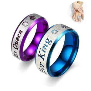 Fashionable couple rings for couples Her King His Queen Wedding rings for men and women, Romantic wedding anniversary rings