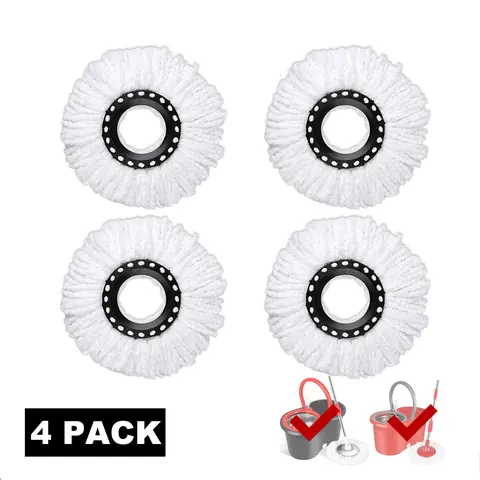4 Pack Mop Replacement Heads for 360 ° Spin Mop, Microfiber Spin Mop Refills, Easy Cleaning Mop Head Replacement Mop bucket set accessories