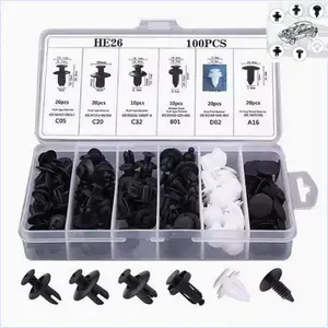 100 Pcs Bumper Clips Car Clips Plastic Rivets Fasteners Push Retainer Kit with Sizes Auto Push Pin Rivets Set