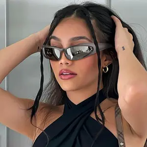 Wraparoundfuturisticsunglasses Y2K Oval Fashion Sport Shades for Men & Women Large Reflective Wrap Around Futuristic Sunglasses Ovalfashionsportshades