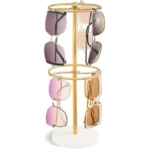 Sunglasses Organizer Glasses Display Stand, Eyewear Storage Holder Double-layer Rack for Dresser Countertop Up to 18 Paris of Eyeglasses -White