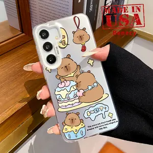 Phone Case for Samsung Galaxy S23 Ultra S24 Plus S25 S22+ Cake Capybara Patterned Anti-Scratch Shockproof Pocket-Friendly durable Cover Cellphone Protective