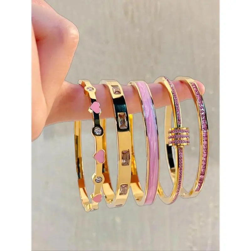Elegant Fashion Bangle Bracelet Set, Stainless Steel Fashionable Eternal Lightweight Bangle, Very Suitable for Parties, Gatherings and Birthday Gifts