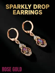 Elegant Zircon-Adorned Dangle Earrings, Sparkling Drop Earrings for Women, Stylish Jewelry Accessory, Perfect for Any Occasion, Dangle Hoop Earrings