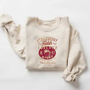 Old School Band Tees Retro Graphic Tee, Beatles Strawberry Fields Shirt, Vintage Rock Band Style, Oversized Trendy Fit, Music Lover Gift