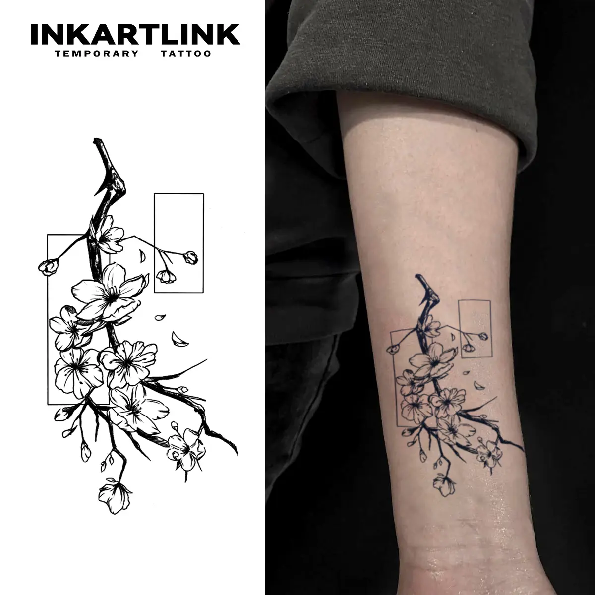 INKARTLINK Tattoo Tech, 2 Sheets Semi-Permanent Temporary Tattoos ,Plum blossom 3,Adult Art Design,Lasts 1-2 Weeks, Waterproof, Realistic Look, No Adhesive, No Reflection,For Man And Woman,Ideal for Swimming, Party