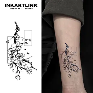 INKARTLINK Tattoo Tech, 2 Sheets Semi-Permanent Temporary Tattoos ,Plum blossom 3,Adult Art Design,Lasts 1-2 Weeks, Waterproof, Realistic Look, No Adhesive, No Reflection,For Man And Woman,Ideal for Swimming, Party