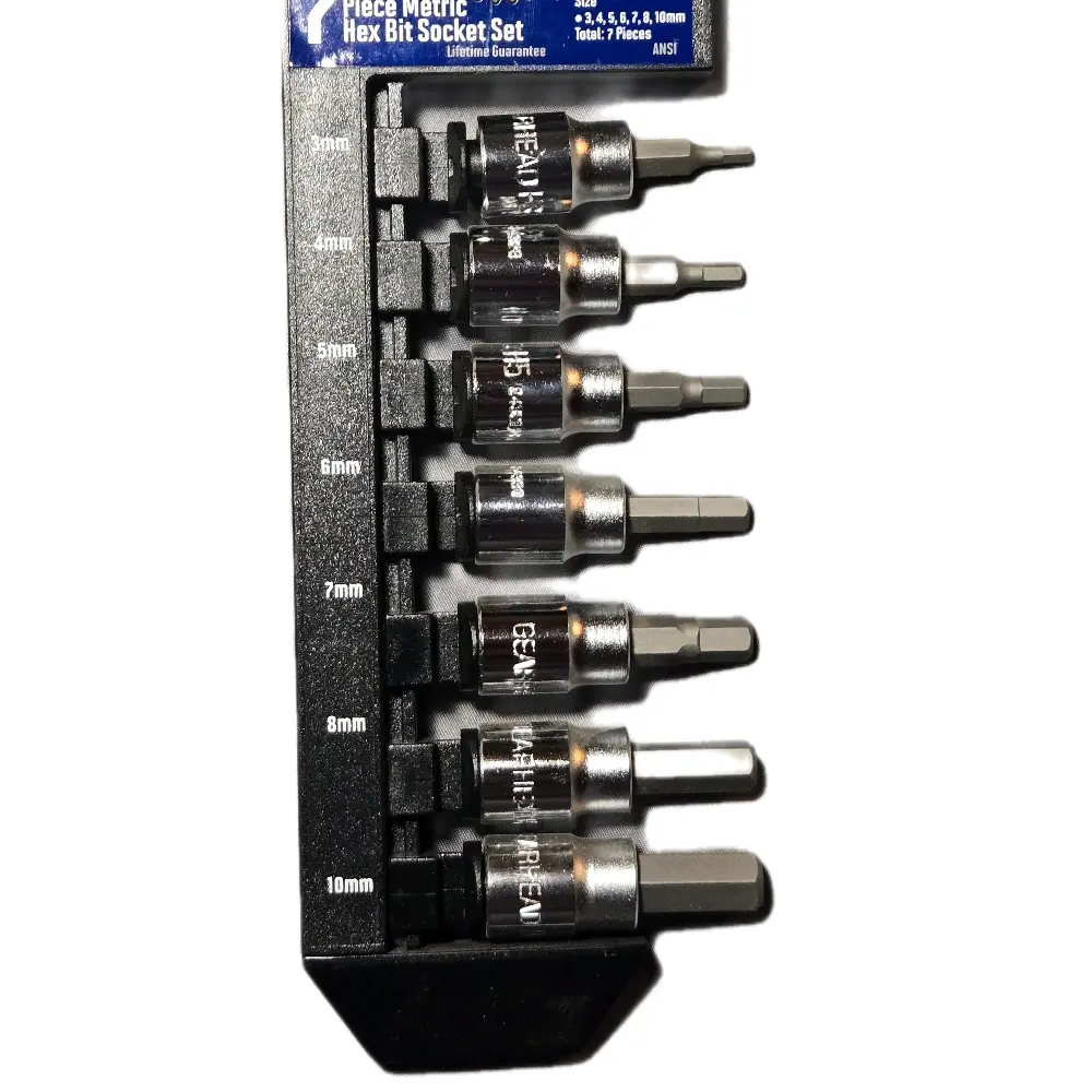 Gearhead 3/8in Drive 7 Piece Metric Hex Bit Socket Set - Ideal for Various Tasks and Applications