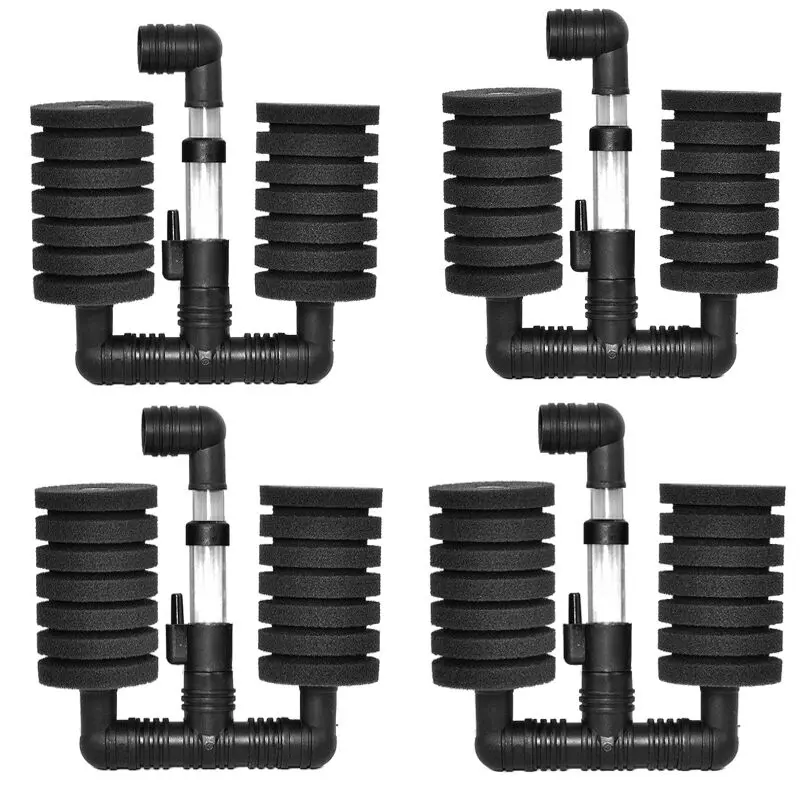 Aqua Dream 4-Piece Classic Multi-Layered Hydrophilic Bio Sponge Aquarium Filter for Betta Fry, Discus Breeding, Fish Tank, Oxygen Booster, Efficient Biological Filtration, 5" L x 1.8" W x 5.5" H