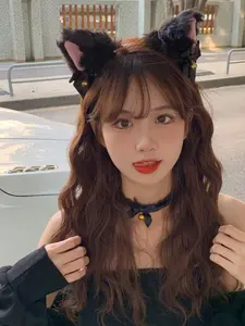 Summer High-End Plush Cat Ears Bell Hairband, Unique Maid Style, Sensual Accessory, Fashionable Headwear for Women