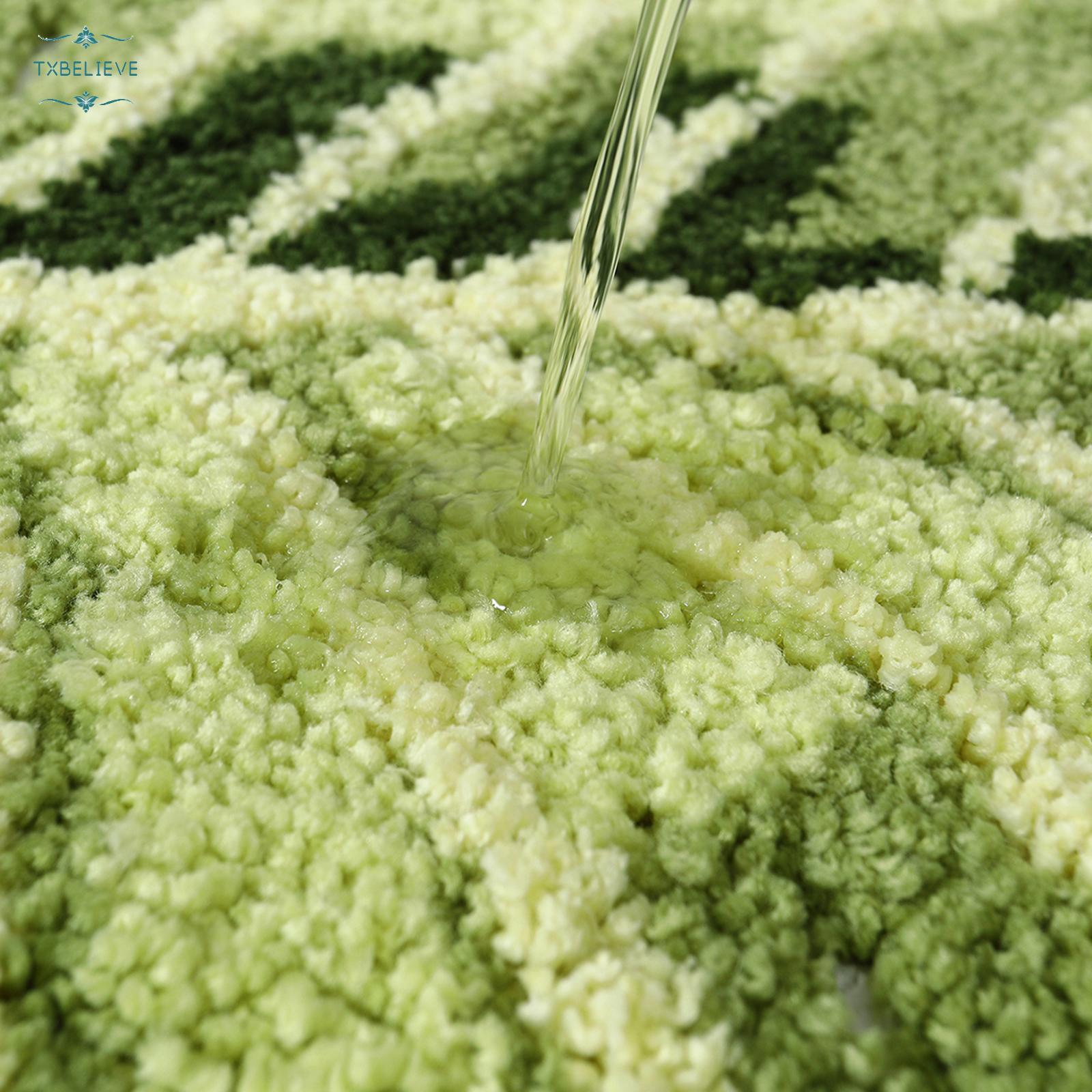 Cute Bathroom Rugs with Green Leaf Plant, Soft, Fluffy, Plush, Absorbent, Quick Dry, Non Slip, Machine Washable for Shower Floor, Bathroom, Bedroom,Kids Room, Monstera