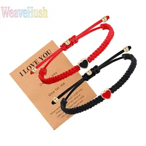 Couple Knot Bracelet Set, Stretchable Woven Bracelet with Love Card Pendant, Boho Friendship & Lover Matching Jewelry, Ideal Holiday Anniversary Birthday Gift for Women Men Couple Daily Casual Party Festival Wear