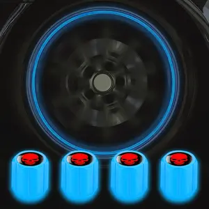 Glow-in-the-Dark Skull Valve Stem Caps (4-Pack) – Cool, durable, universal fit for SUVs, bikes, and trucks!