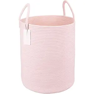 Rope Laundry Basket Hamper for Girls Boho Woven Storage Basket in Light  for Girls' Room with Large Capacity