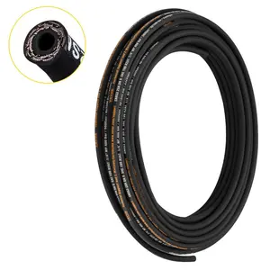 VEVOR Hydraulic Hose 1/4 inchx 100 ft, Coiled Hydraulic Hose 5800 PSI, Rubber Hydraulic Hose with 2 High-Tensile Steel Wire Braid, Bulk Hydraulic Hose -20 to 140, Hydraulic Oil Flexible Hose