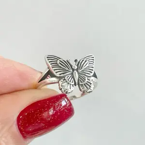 Sterling Silver 925 Butterfly Ring Insect Jewelry