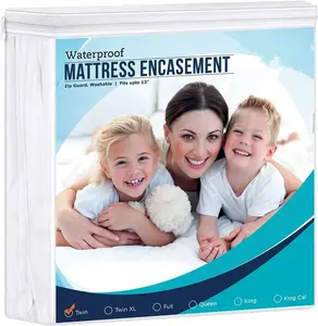 Waterproof Mattress Encasement Protector Zippered Guard Washable Fits Up to 13" All Sizes queen
