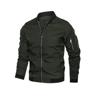 Men’s solid-color zip-up funnel-neck jacket, regular fit casual long-sleeve pocket jacket for spring and autumn seasons, fashionable men’s everyday wear GARMENTARY