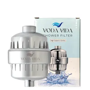 Voda Vida 15 Stage Shower Head Water Filter to Remove Chlorine and Flouride, Odor - Vitamin C Infused - Reduces Dry Skin, Eczema - Prevent Dandruff & Hair Loss