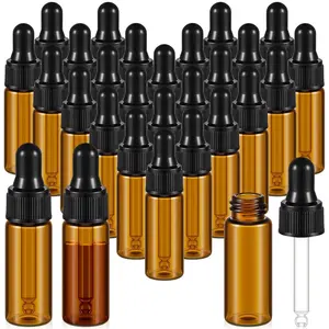 ✨ [Amber Glass Essential Oil Bottles] 1-10ml Amber Glass Dropper Split Bottles - Suitable for Essential Oils, Perfumes, Serums, Mini Portable Cosmetic Containers