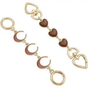 2 count Bag Extender Chain Purse Strap Extender for Handbags Purse Extender Chain Purse Strap Replacement Accessories Bag Charms (Coffee Heart/Moon)