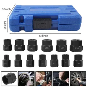 13-Piece Multi-Size CR-V Steel Impact Bolt & Nut Remover Set, Rusted & Stripped Bolt Removal Tool Kit with Grip Tightens Feature, Heavy-Duty Lug Nut Extraction Socket Set with Storage Case for Car Auto Repair