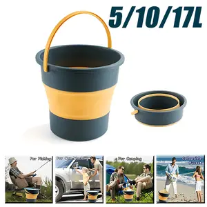 5/10/17L Portable Folding Bucket Multifunctional Thickened Silicone Bucket for Car Washing and Fishing Camping Folding Bucket Portable Outdoor Bucket Collapsible Bucket