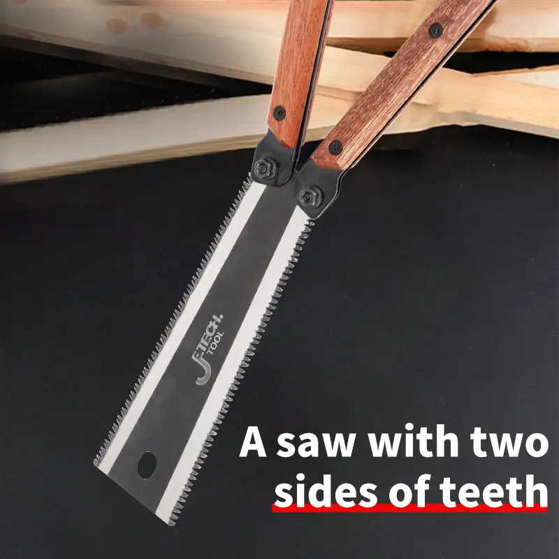 1-Piece Japanese Carbon Steel Folding Double-Blade Saw, Precision Fine-Tooth 3-Speed Hand Saw for Woodworking, DIY Projects, Precision Cutting, Double-Sided Saw