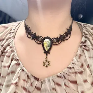 Labradorite Necklace Macrame Handcrafted Unique Gift Boho Ethnic Minimalist Jewelry Stone of Magic Made to Order