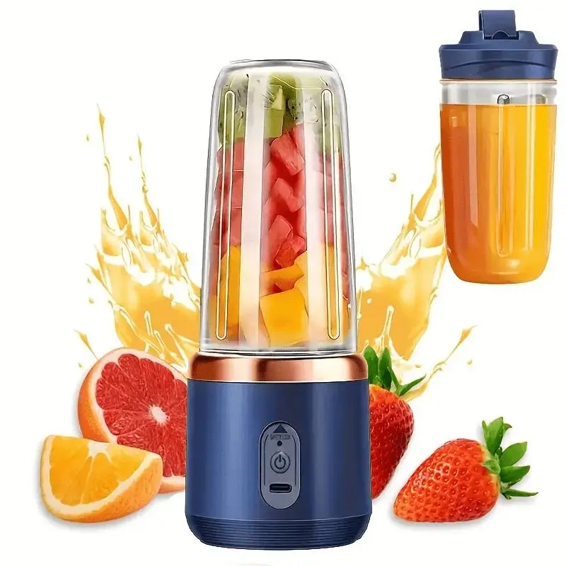 Portable Double-Cup Blender for Shakes - Fruit Vegetable Juicer, Rechargeable Batteries with Capacity of Rechargeable Battery, Smart LED Display, Leak-Proof, Food-Safe Design
