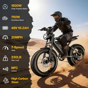 Electric Ebike | Peak Power 1500W | Full Suspension | Limited Top Speed 20 MPH | Range 35-75 Miles | 48V 18.2Ah Removable Battery | 2-Seater Design | LED Headlights | 20-Inch All-Terrain Wheels | UL 2849 Certified Ebike summerwins