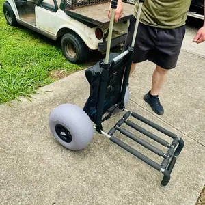 VEVOR Beach Dolly with Big Wheels for Sand, TikTokShopBlackFriday, 29.9" x 15.4" Cargo Deck, w/ 12" BIG Wheels, 165LBS Loading Capacity Folding Sand Cart & 27" to 44.7" Adjustable Height, Heavy Duty Cart for Beach VEVOR Super Brand Day