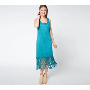 American West by Carolyn Pollack Faux Suede Dress w/ Fringe