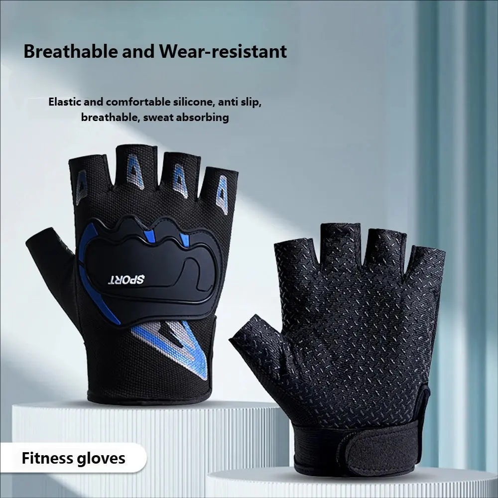 Men's Half-Finger Motorcycle Biker Gloves Summer Anti-Slip Easy Grip Wear-Resistant Motorbike Sports Fitness Gloves Cross-Border Breathable Gloves Motorcycle Riding Gloves