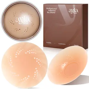 Ayla Bras Thin & Breathable Silicone Nipple Covers for Women, Medical-Grade Skin-Friendly Adhesive, Invisible Seamless Pasties, Washable & Reusable
