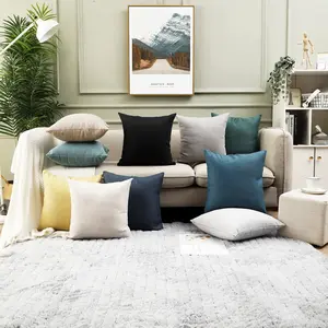 Jepeak Decorative Linen Throw Pillow Covers Cushion Cases, Pack of 2 Farmhouse Rustic Woven Textured Pillow Covers for Sofa Bed Couch, 24x24 Inch