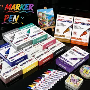 12-Pack Oil-Based Paint Pens for Professional Art, Waterproof & Fade-Resistant, Ideal for Stone, Ceramic, Glass, Tire, Back-To-School Season
