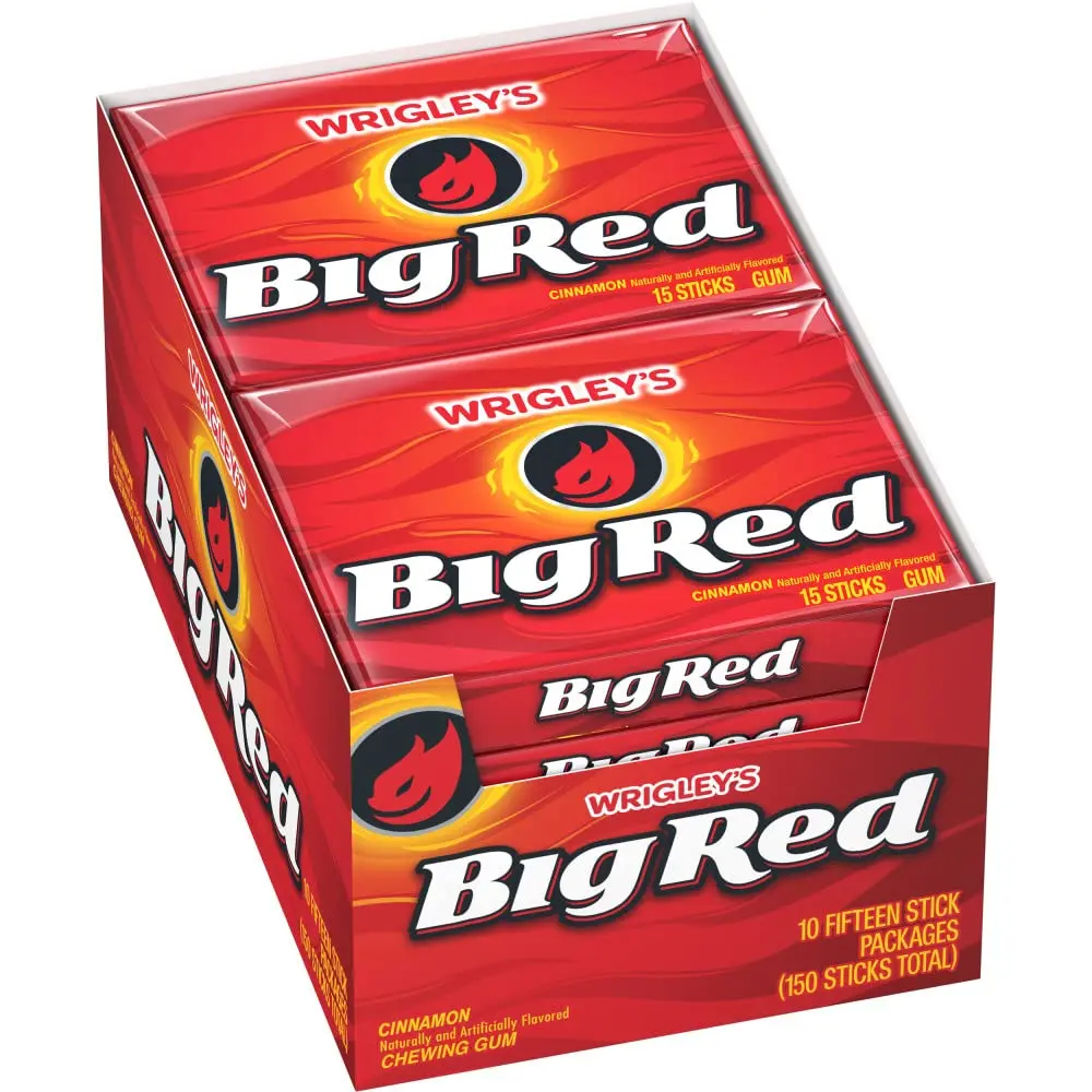 (Pack of 10)  REDBIG WRIGLEY'S Cinnamon Chewing Gum Bulk Pack, 15 Stick