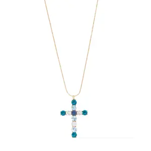 Grace In The Sky Cross Necklace - Aqua Sky