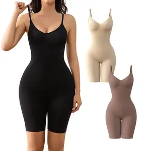Men's Seamless Knit Jersey Shapewear Bodysuit - Light, Spaghetti Straps, Compression Tummy Control, Snatched Waist, Butt Lifter, Breathable Stretchy Full Body Sculpting Underwear