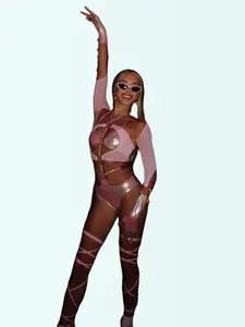 VibeX Pink Strappy Festival Set for Women Long Sleeve Basic Minimalist Tops Comfortable Stylish  Event Wear Essential Piece  Womenswear Clothes Costumes  Style bodysuits gift trendy summer Bandeau Top music culture sexy girl nocturnal  wonderland  outfit