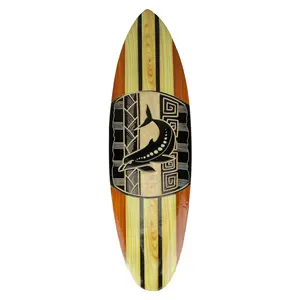 Hand Crafted Wooden Tribal Dolphin Design Surfboard Wall Hanging 20 Inches